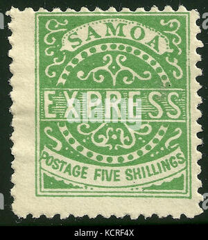 Fünf shilling Samoa Express Stempel gefälscht Stockfoto