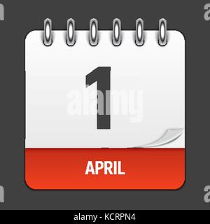 1. april Kalender täglich Symbol. Vector Illustration Emblem. Element des Designs für die Dekoration Office Dokumente und Anwendungen. das Logo von Tag, Datum, Monat und Urlaub. fool s Tag Stock Vektor