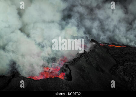 Holuhraun riss Ausbruch in der Nähe des Vulkans Bardabunga spucken Lava in Island Stockfoto