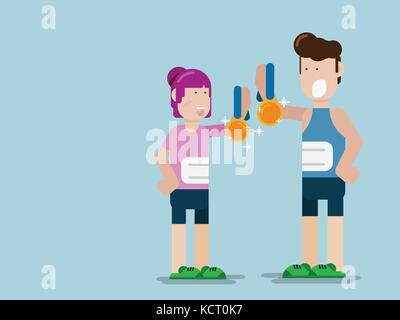 Die goldene Münze aus laufenden cartoon Flat Style Vector Illustration Stock Vektor