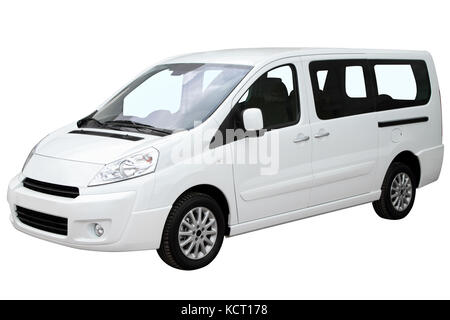 Modernes weißes Minivan auf weißem Hintergrund. Stockfoto