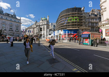 London - September 2017; Renovierungsarbeiten in Piccadilly Circus. Stockfoto