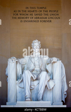 Abraham Lincoln-Statue in der Lincoln Memorial, Washington DC USA Stockfoto