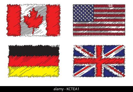 Sammlung von stilisierten Flags Flags Stock Vektor