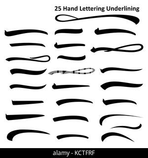 Satz unterstreicht Beschriftung Linien auf weissem, handgeschriebenen Brief isoliert. Vector Illustration. Stock Vektor