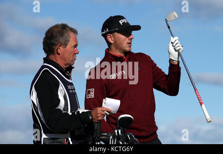 Englands Matt Wallace am dritten Tag der Alfred Dunhill Links Championship in Kingbarns. Stockfoto