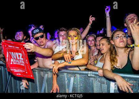 Benicassim, Spanien - Jul 14: die Masse in einem Konzert in der fib Festival am 14. Juli 2016 in Benicassim, Spanien. Stockfoto