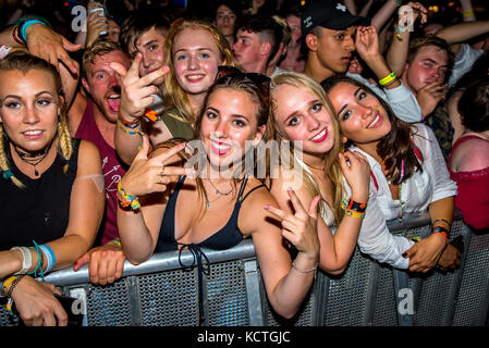 Benicassim, Spanien - Jul 14: die Masse in einem Konzert in der fib Festival am 14. Juli 2016 in Benicassim, Spanien. Stockfoto