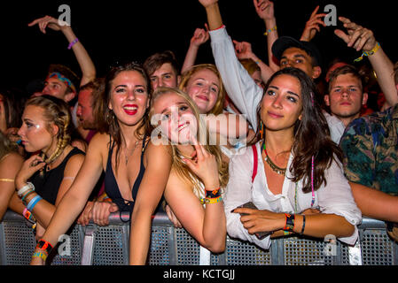 Benicassim, Spanien - Jul 14: die Masse in einem Konzert in der fib Festival am 14. Juli 2016 in Benicassim, Spanien. Stockfoto