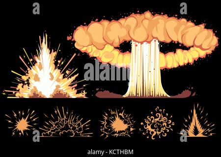Explosionen auf schwarzem Hintergrund Stock Vektor