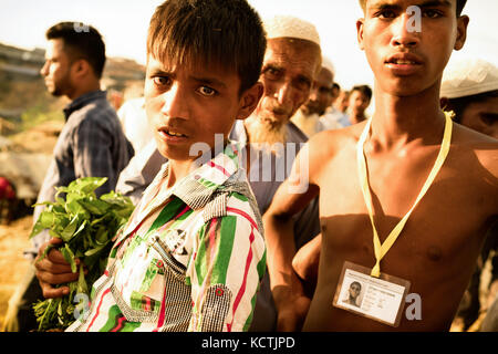 Flüchtlingskrise, Cox's Bazar, Bangladesch. Es gibt schätzungsweise 800.000 + Leute, die an der Grenze zu benachbarten Myanmar geflüchtet sind. Stockfoto