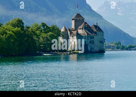 Schloss Chillon am Genfersee Stockfoto