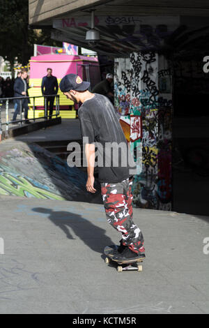 Die Southbank Undercroft skateboarding Skatepark, Heimat des Britischen skateboarding. Stockfoto