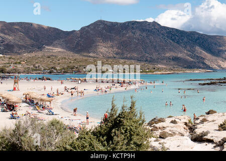 1. Oktober 2017, Elafonissi, Griechenland - Elafonissi Strand, in der Nähe der südwestlichen Ecke von der Mittelmeerinsel Kreta im initiereb entfernt Stockfoto