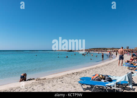 1. Oktober 2017, Elafonissi, Griechenland - Elafonissi Strand, in der Nähe der südwestlichen Ecke von der Mittelmeerinsel Kreta im initiereb entfernt Stockfoto