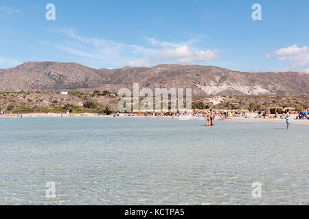 1. Oktober 2017, Elafonissi, Griechenland - Elafonissi Strand, in der Nähe der südwestlichen Ecke von der Mittelmeerinsel Kreta im initiereb entfernt Stockfoto