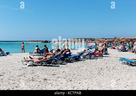 1. Oktober 2017, Elafonissi, Griechenland - Elafonissi Strand, in der Nähe der südwestlichen Ecke von der Mittelmeerinsel Kreta im initiereb entfernt Stockfoto