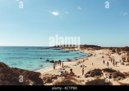 1. Oktober 2017, Elafonissi, Griechenland - Elafonissi Strand, in der Nähe der südwestlichen Ecke von der Mittelmeerinsel Kreta im initiereb entfernt Stockfoto