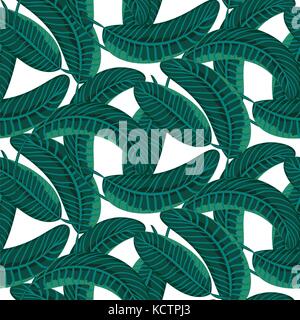 Emerald Green Palm Blätter dicht Bold nahtlose Vektor Muster. Stock Vektor