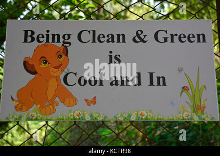 Umwelt Schild in Delhi Zoo Stockfoto