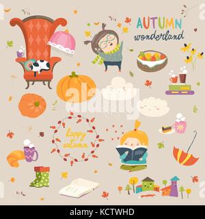 Cartoon Herbst eingestellt Stock Vektor
