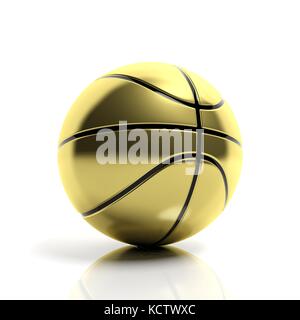 Goldene Basketball Ball auf weißem Hintergrund Stockfoto