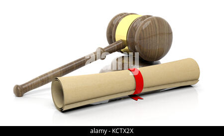 Hammer mit Blättern, auf weißem Hintergrund Stockfoto