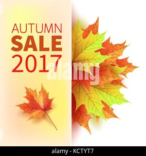 Blätter im Herbst. farbenfrohen Herbst Ahorn Blätter. Vorlage für Plakate. saisonale Verkauf im Shop. Vector Illustration Stock Vektor