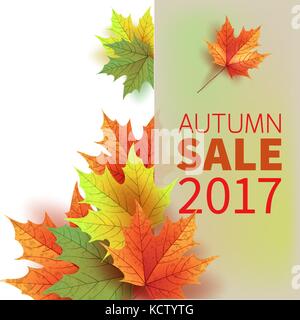 Blätter im Herbst. farbenfrohen Herbst Ahorn Blätter. Vorlage für Plakate. saisonale Verkauf im Shop. Vector Illustration Stock Vektor