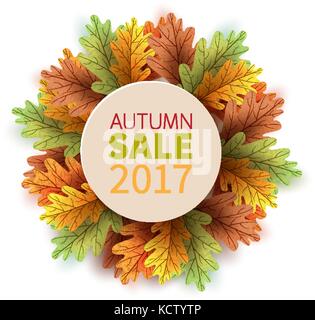 Blätter im Herbst. farbenfrohen Herbst Eichenlaub. Vorlage für Plakate. saisonale Verkauf im Shop. Vector Illustration Stock Vektor