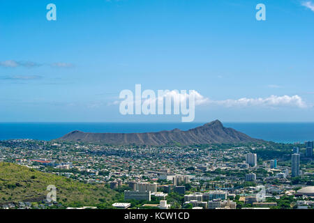 Blick auf Dimond Head Berg und Honolulu, Hawaii Stockfoto