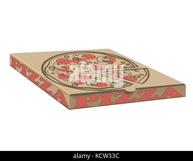 Vektor Design von Boxen für Pizza. Box mit layout Elemente. craft Papier Pappe und Zeichen Abbildung Stock Vektor