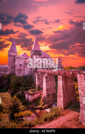 Castelul huniazilor, Rumänien.. hunyad Schloss wurde 1446 gelegt. Stockfoto