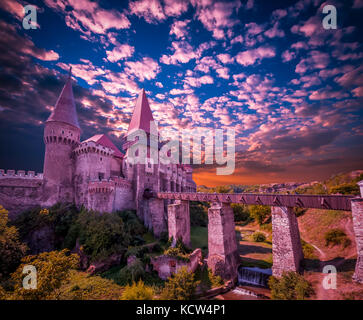 Castelul huniazilor, Rumänien.. hunyad Schloss wurde 1446 gelegt. Stockfoto