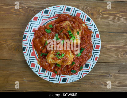 Lahori rote Huhn karahi, indisches Essen Nahaufnahme Stockfoto