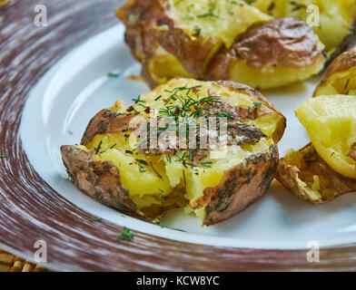 Crash Hot Potatoes - Australien Gericht, aus der Nähe. Stockfoto