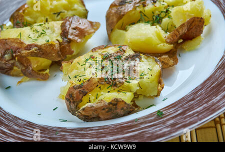 Crash Hot Potatoes - Australien Gericht, aus der Nähe. Stockfoto