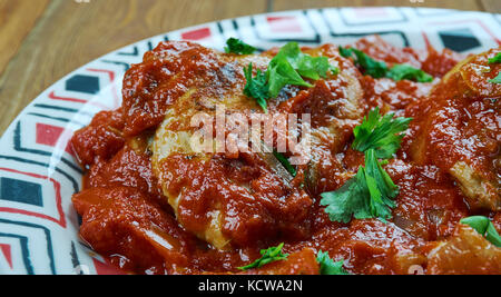 Lahori rote Huhn karahi, indisches Essen Nahaufnahme Stockfoto