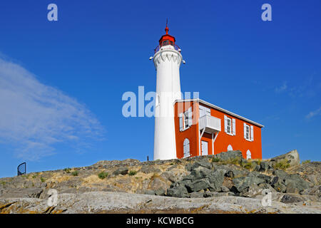 Fisgard Leuchtturm National Historic Site auf fisgard Insel an der Mündung des esquimalt Hafen, Victoria, Britisch-Kolumbien, Kanada Stockfoto