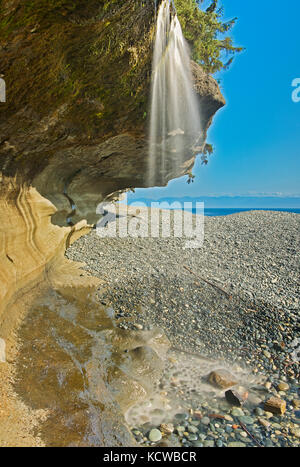Wasserfall auf sandcut Strand, Jordan Regional Park, British Columbia, Kanada Stockfoto