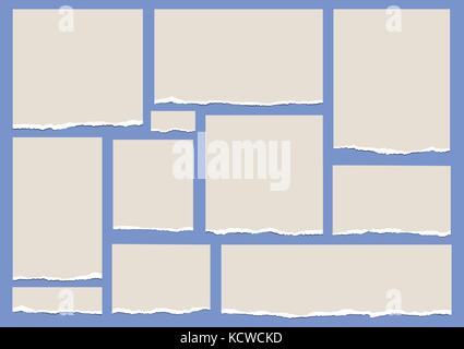 Zerrissenes Papier Form Vektoren, auf einem blauen Hintergrund Stock Vektor