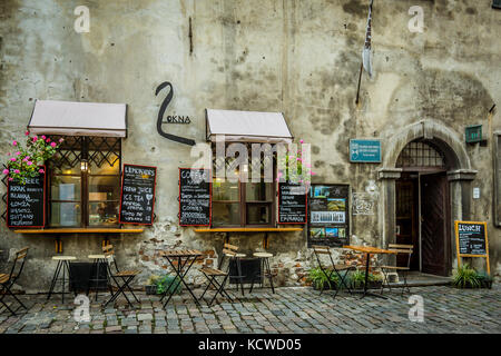 Restaurant im jüdischen Viertel Kazimeirz in Krakau, Polen, 16. September 2017 Stockfoto