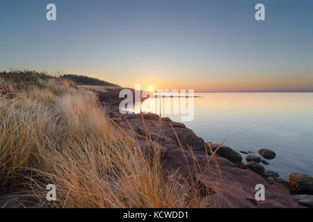 Reis, Küste, Felsen, Sandstein, Sunrise, fallen, Herbst, Prince Edward Island, Kanada Stockfoto