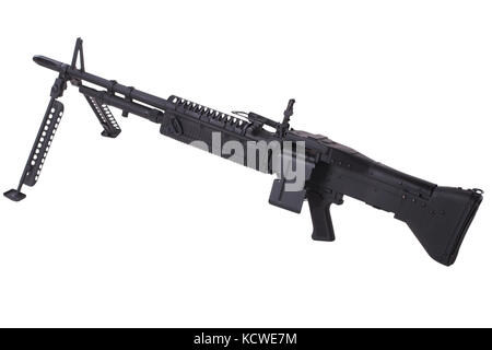 M60 Maschinengewehr isoliert auf weißem Stockfoto