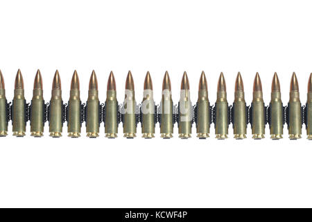 Munition Riemen auf weißem Hintergrund Stockfoto