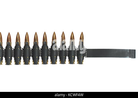 Munition Riemen auf weißem Hintergrund Stockfoto