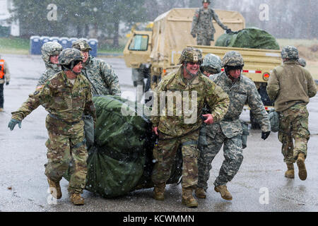 Us-Soldaten der 251. Der Area Support Medical Unternehmen, South Carolina Army National Guard, eine Dekontamination und triage Punkt während der US-Armee nach Norden gemeinsame Übung im Rosewood Center zugeordnet, Owings Mills, Maryland, 10. März 2017. (Us Air National Guard Foto von Tech. Sgt. Jorge intriago) ​ Stockfoto