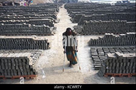 das Leben leben Kampf jeden Tag mit Fluss, Ziegelei und Dorf Markt an Asulia Savar, Dhaka, Bangladesch - Januar 2015 Stockfoto