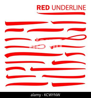 Satz von Weißen unterstreichen Beschriftung Linien auf Hintergrund für Ihr Design isoliert. Vector Illustration handschriftliche markieren. Stock Vektor