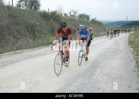 Granfondo Eroica Radrennen Gaiole in Chianti, Toskana, Italien Stockfoto